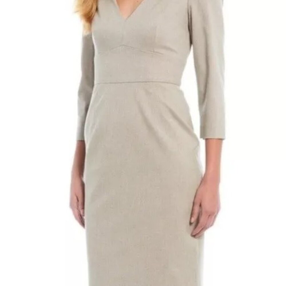 Antonio Melani Women's Dhara Stretch Crepe V-Neck 3/4 Sleeve Dress Size 4 Sheath